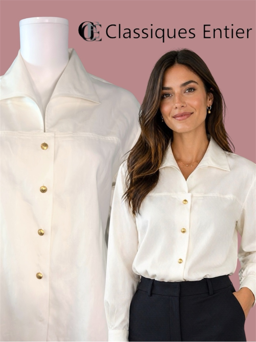 Classiques Entier White Button Down Blouse Womens Medium